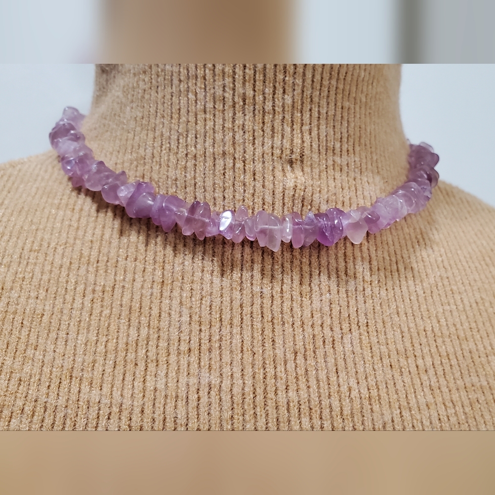 Vtg. Natural Amethyst Chips Necklace